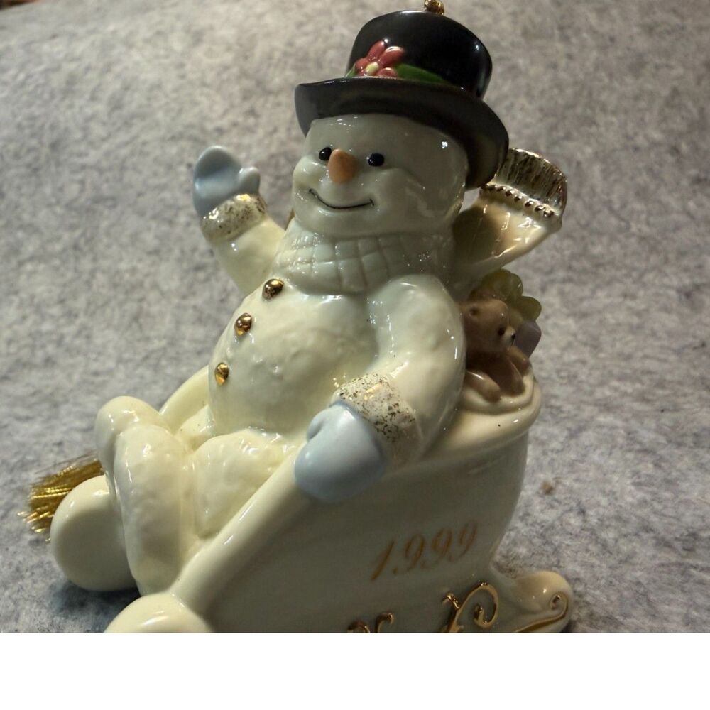 Lenox "Sleigh Full of Smiles" Snowman Ornament 1999